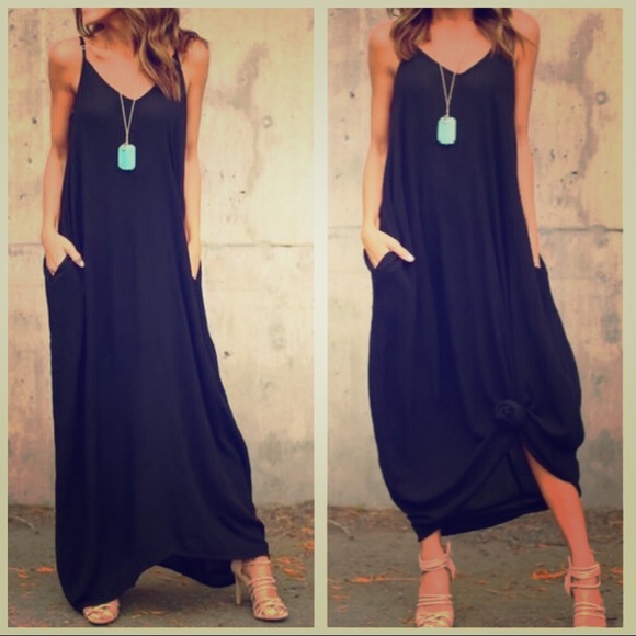Dresses & Skirts - Black V-Neck Cami Maxi Dress. Price Firm!